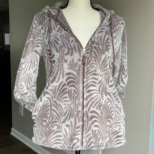 Stan Herman Taupe & Light Brown Soft Plush Full Zip Hoodie  Size Small